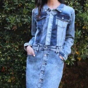 Wash Lab Color Block Denim Dress